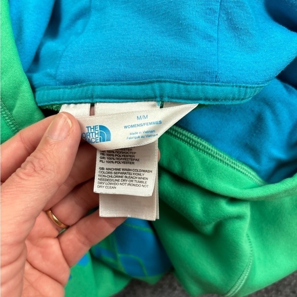 THE NORTH FACE Women’s Green/Blue Hooded Logo Sweatshirt Size: Medium - Picture 8 of 8
